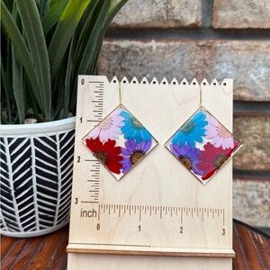 🌼 Bright Floral Resin Earrings | Gold Plated Stainless Hooks | Handmade